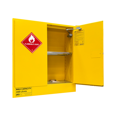 160L Flammable Storage Cabinet, 2 Doors, 2 Shelves