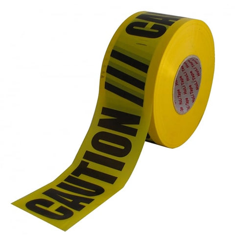 Caution Black On Yellow 75mm x 300m - Reinol NZ Ltd.