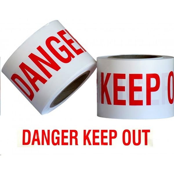 Danger Keep Out Red On White 75mm x 100m - Reinol NZ Ltd.
