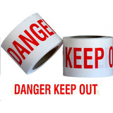 Danger Keep Out Red On White 75mm x 300m - Reinol NZ Ltd.