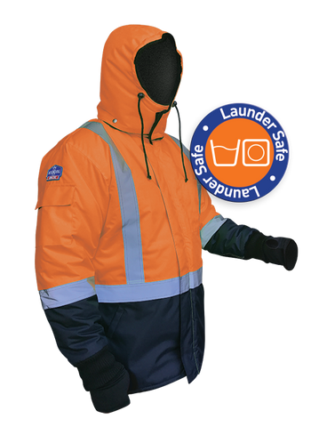 Iceking Fluro Orange/Navy Arctic Freezer Jacket - Launderable - Reinol NZ Ltd.