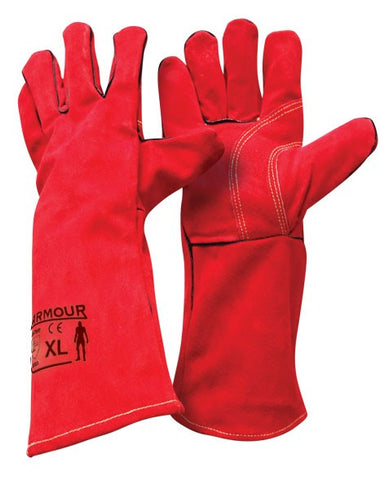 Armour Leather Red Welding Gauntlet Glove - 40cm - Reinol NZ Ltd.