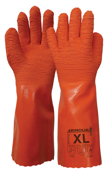 Armour® Orange Crinkle Latex Gauntlet - 35cm - Reinol NZ Ltd.
