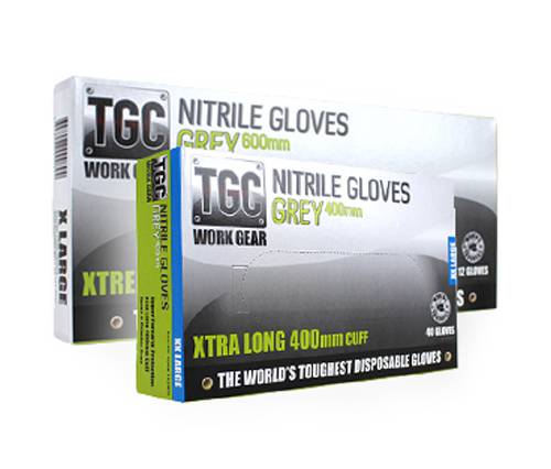 TGC WorkGear Grey Disposable Glove  400mm - Box of 40 - Reinol NZ Ltd.