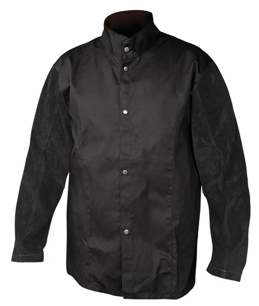 Armour Black FR Jacket with Leather Sleeves - Kevlar Stitched - Reinol NZ Ltd.